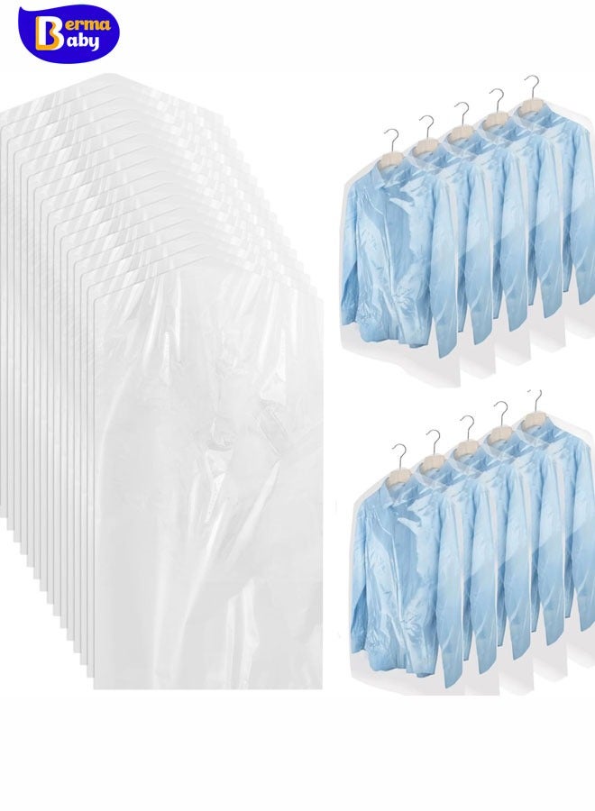 Berma Baby 10/20/30 Pack Garment Bags for Hanging Clothes Plastic Garment Bags Clear Clothes Covers Dry Cleaner Bags Hanging Dust-proof Garment Bags for Dry Cleaner Home Storage Travel (60x90cm) - Image 1
