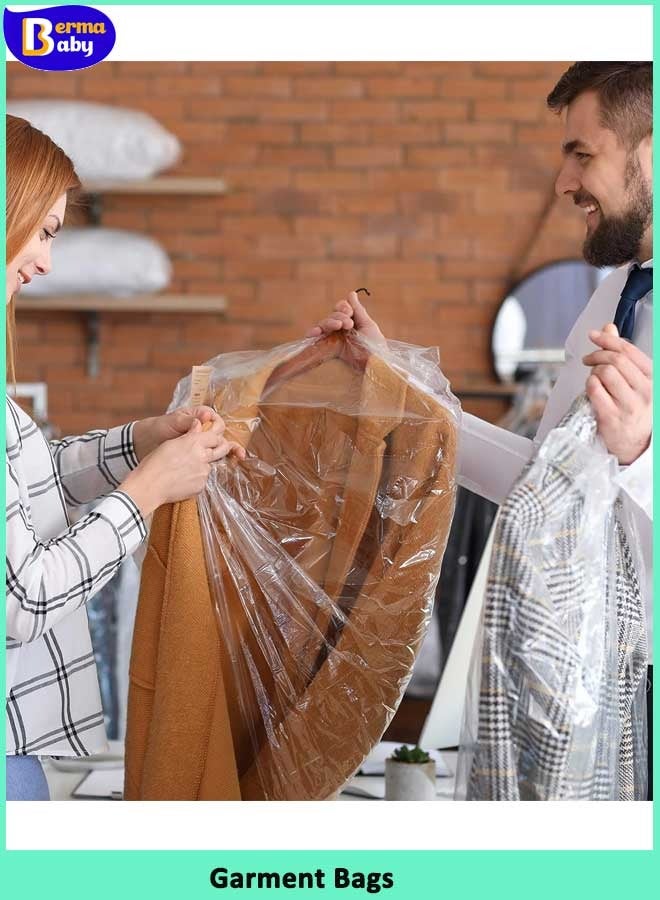 Berma Baby 10/20/30 Pack Garment Bags for Hanging Clothes Plastic Garment Bags Clear Clothes Covers Dry Cleaner Bags Hanging Dust-proof Garment Bags for Dry Cleaner Home Storage Travel (60x90cm) - Image 5