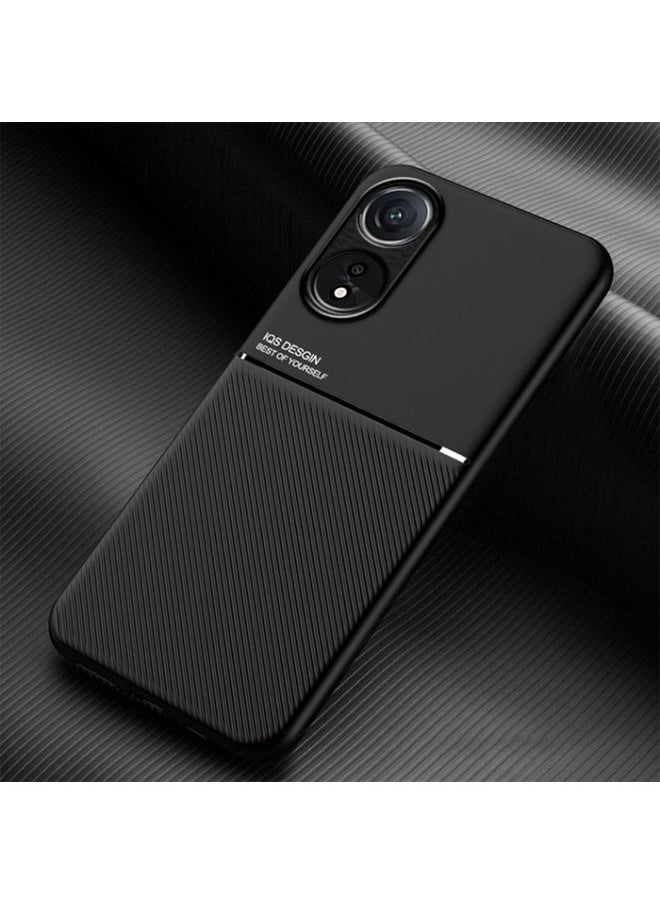 HuHa جراب لهاتف OPPO A78 4G، جراب كلاسيكي مائل من مادة TPU ومضاد للصدمات مصنوع من مادة PC + أسود 