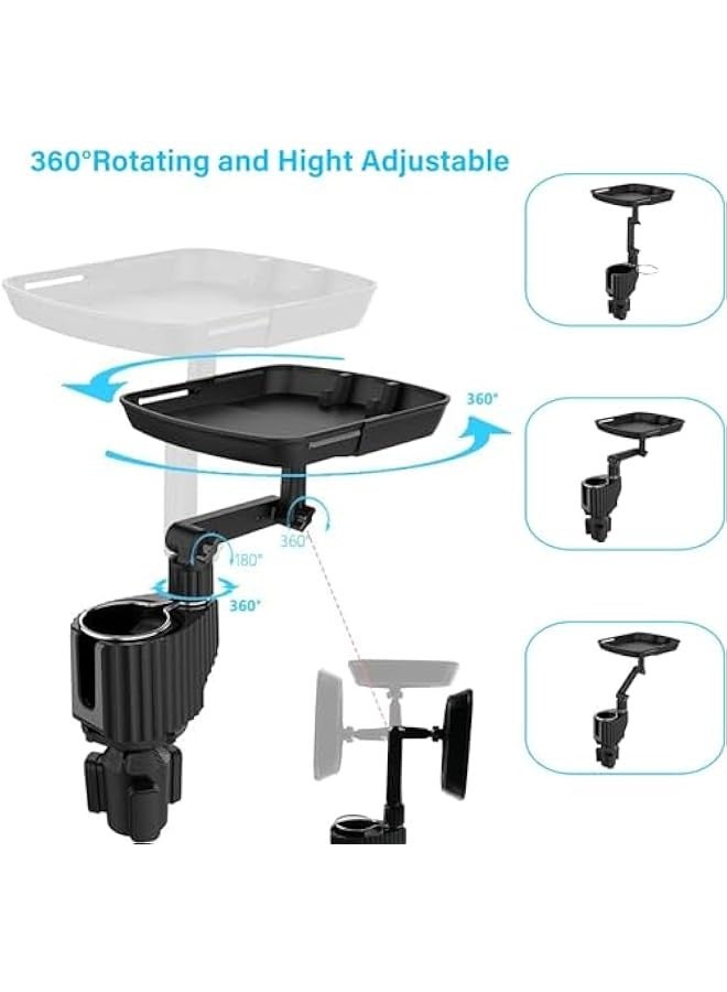 TRASSLE 4 in 1 Car Cup Holder Tray Table, Upgraded Car Cup Holder Expander with Tray, Adjustable Dual Cup Holder Expander for Car, Universal Car Food Tray Table for Eating - Image 2