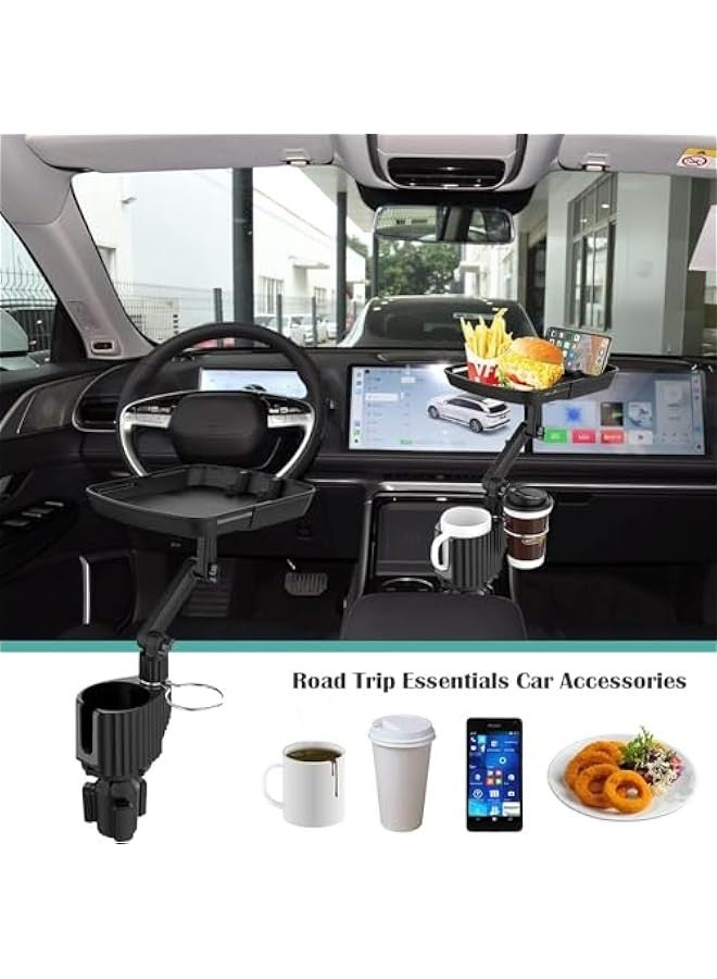 TRASSLE 4 in 1 Car Cup Holder Tray Table, Upgraded Car Cup Holder Expander with Tray, Adjustable Dual Cup Holder Expander for Car, Universal Car Food Tray Table for Eating - Image 3