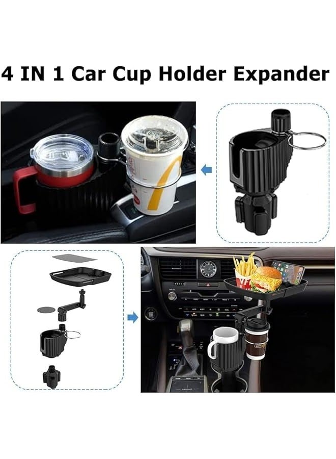 TRASSLE 4 in 1 Car Cup Holder Tray Table, Upgraded Car Cup Holder Expander with Tray, Adjustable Dual Cup Holder Expander for Car, Universal Car Food Tray Table for Eating - Image 5