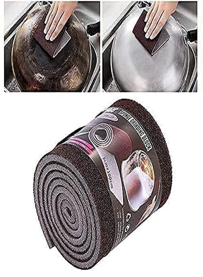 Sutroku Magic Cleaning Sponge Roll | Scratch Proof Kitchen Utensil Scrubber Roll | Dish Cleaning Sponge, Scrubber Pantry, Dishwashing, Bathroom, Floor, Kitchen (100cm, Brown) (Pack of_1) - Image 4