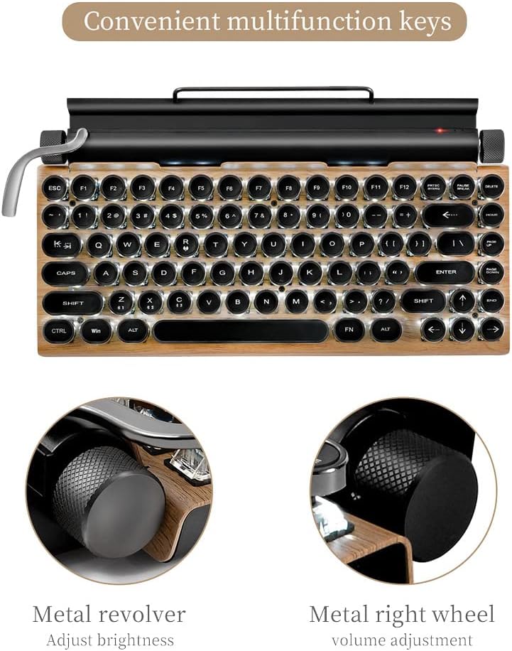Mechanical Keyboard: 83-Key Compact Retro Design - Bluetooth 5.0 Wireless Connectivity, 2000mAh Rechargeable Battery for Gaming, Laptops and PCs - Image 3