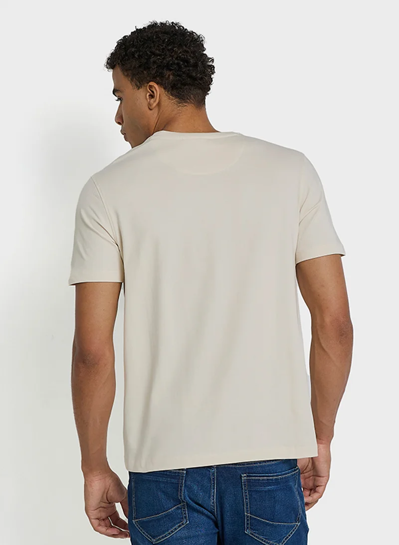 بين شيرمان Spandex Logo Embroidered Crew Neck T-Shirt