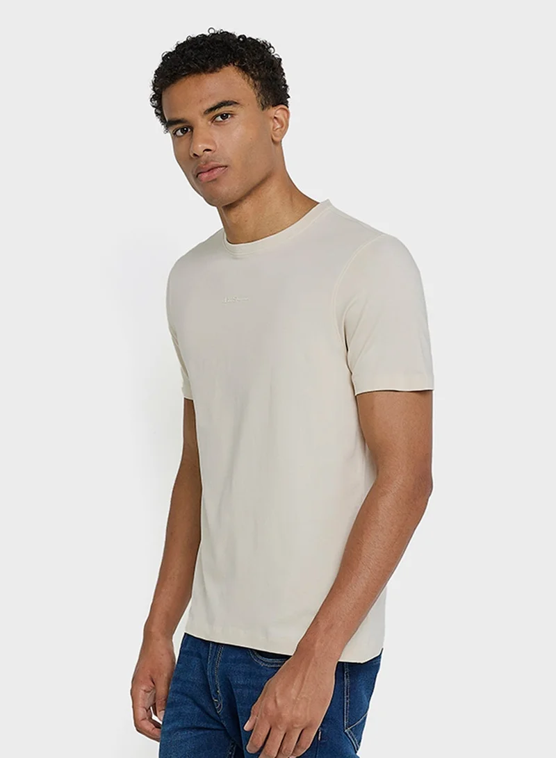 Ben Sherman Spandex Logo Embroidered Crew Neck T-Shirt