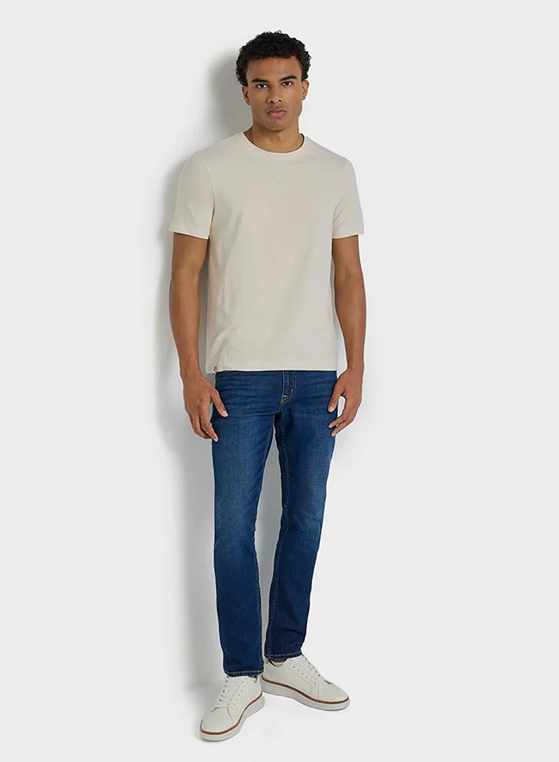 Ben Sherman  Spandex Logo Embroidered Crew Neck T-Shirt for Men | Best Price UAE