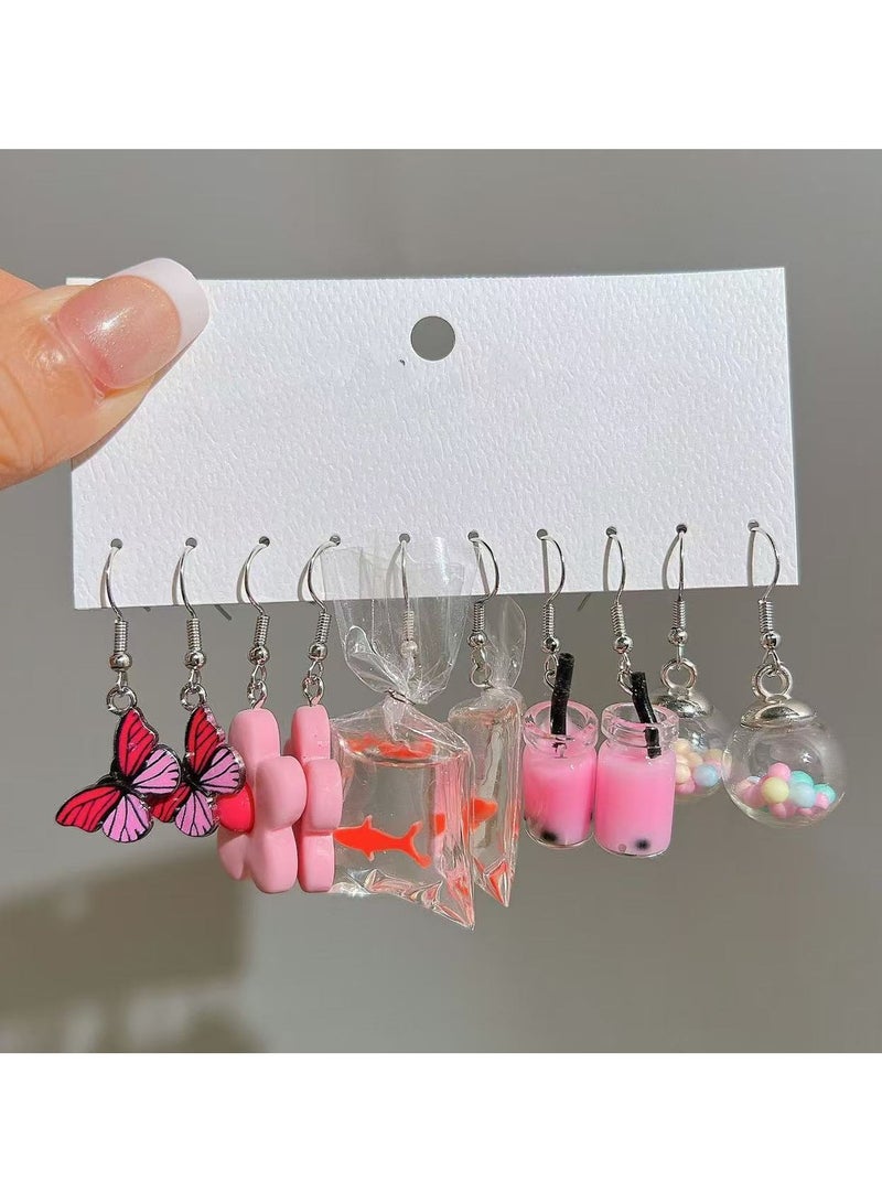 Goolsky Women’s Cute Cartoon Stud Earring Set – Kawaii Mismatched Earrings Pack, Fun Faux Jewelry for Teens & Girls