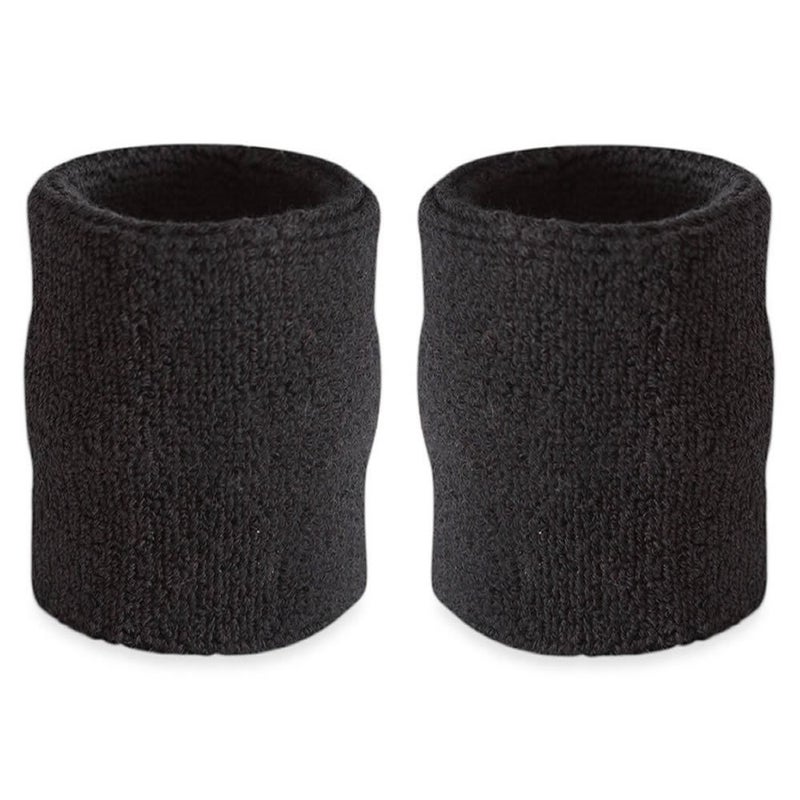 Suddora Arm Sweatbands, Absorbent and Breathable Thick Cotton Bands for Working Out, Gymnastics, Basketball, Tennis, and Football, Multiuse 4-inch Wristbands for Costumes and Cosplay, Black - Image 1
