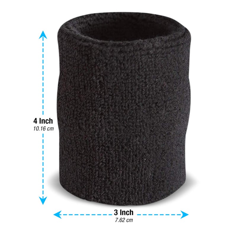 Suddora Arm Sweatbands, Absorbent and Breathable Thick Cotton Bands for Working Out, Gymnastics, Basketball, Tennis, and Football, Multiuse 4-inch Wristbands for Costumes and Cosplay, Black - Image 4