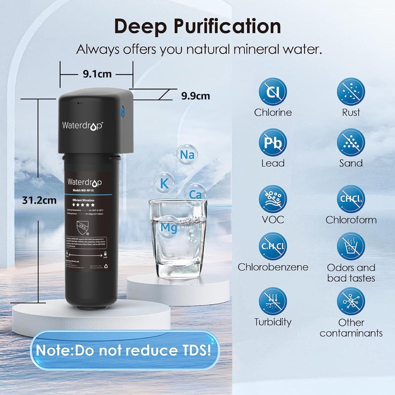 Waterdrop 10UA Under Sink Water Filter System, Reduces Lead, Chlorine, Bad Taste & Odor, Under Counter Water Filter Direct Connect to Kitchen Faucet, NSF/ANSI 42 Certified, 8K Gallons, USA Tech - Image 2