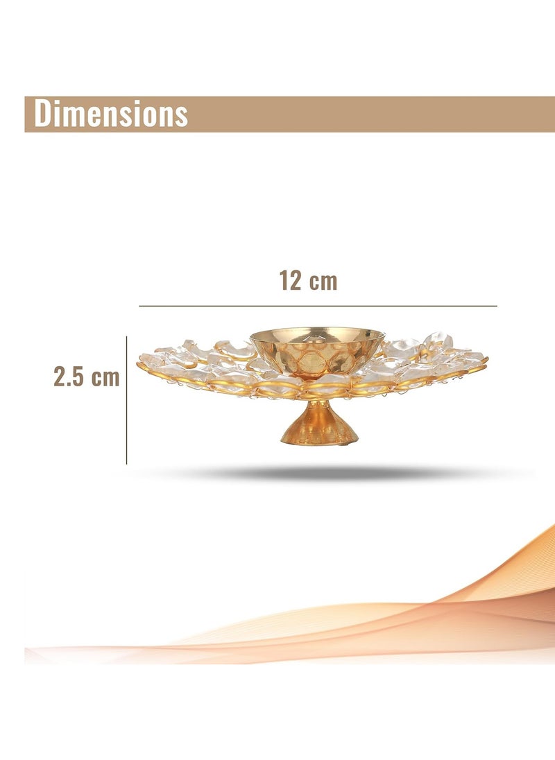 Shreeji 4 pcs Crystal Floral Shape Diya for Pooja and Home Decorations | Crystal Akhand Diya | Indian Puja Oil Lamp for Home Decor | Return Gifts | Diwali Decorations for Home, Indian Décor  - Image 4