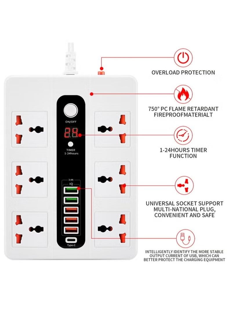 Universal Outlet charging USB socket timing function expansion power strip,Extension Cord - Image 2