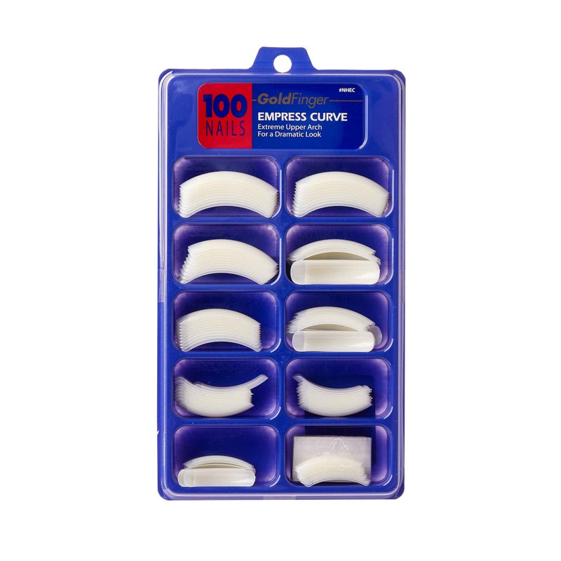 Gold Finger 100 Acrylic Plain Nails 1 PACK Empress Curve Overlap Long Length Half Cover French False Nail Tips