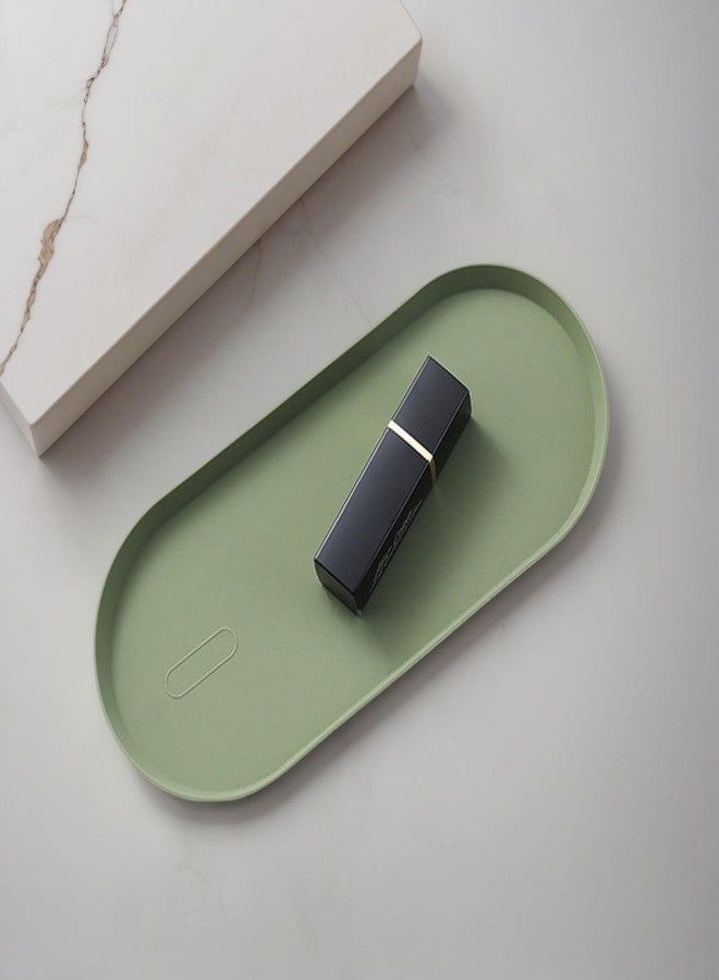 etspolt Silicone Vanity Tray - Oval Bathroom & Sink Tray (8.66x3.94 Inch) Dishwasher Safe Jewelry Organizer for for Bathroom, Desk, Vanity, and Cosmetics (Green) - Image 4