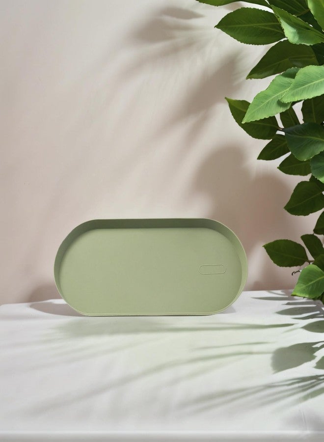 etspolt Silicone Vanity Tray - Oval Bathroom & Sink Tray (8.66x3.94 Inch) Dishwasher Safe Jewelry Organizer for for Bathroom, Desk, Vanity, and Cosmetics (Green) - Image 3
