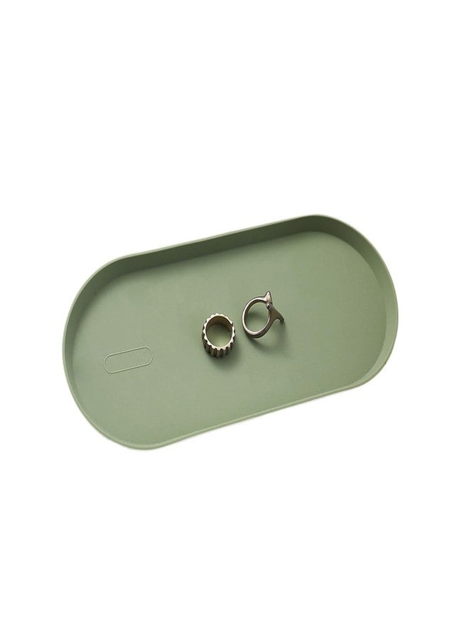 etspolt Silicone Vanity Tray - Oval Bathroom & Sink Tray (8.66x3.94 Inch) Dishwasher Safe Jewelry Organizer for for Bathroom, Desk, Vanity, and Cosmetics (Green) - Image 1