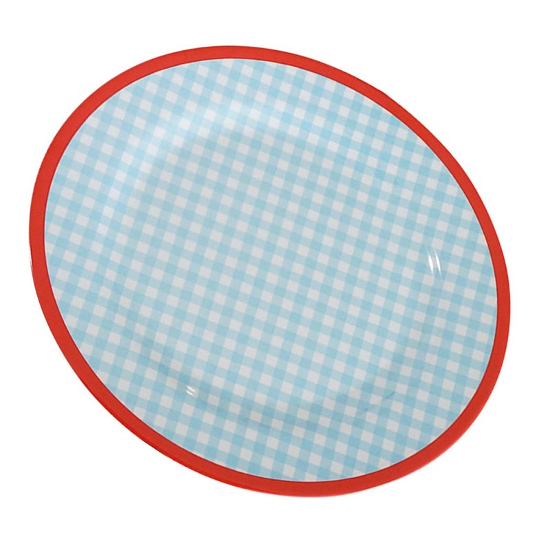 9 Inch Light Blue Plaid Melamine Dinner Plate Vintage Retro Style Salad Dessert Plate - Image 2