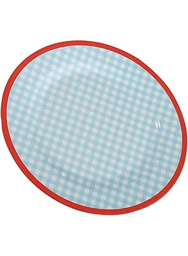 9 Inch Light Blue Plaid Melamine Dinner Plate Vintage Retro Style Salad Dessert Plate - Image 1