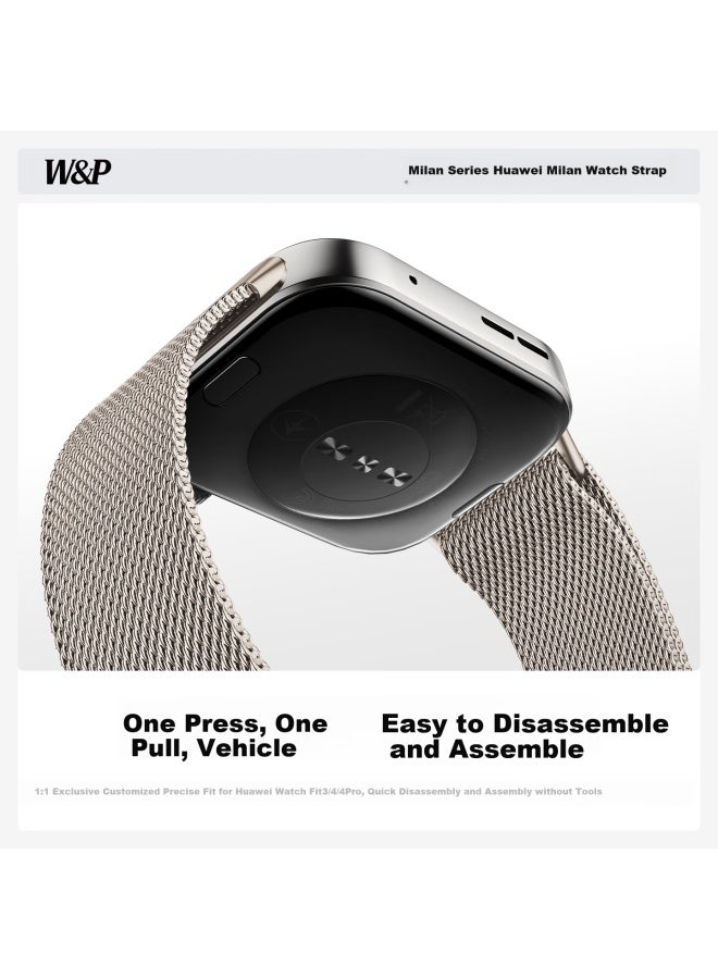 WP W&p Compatible With Huawei Fit4 Strap, Milanese Loop For Huawei Watch Fit3/4/4pro, New Metal Magnetic Stainless Steel Breathable Watch Band, Wp·starry Color - Image 5