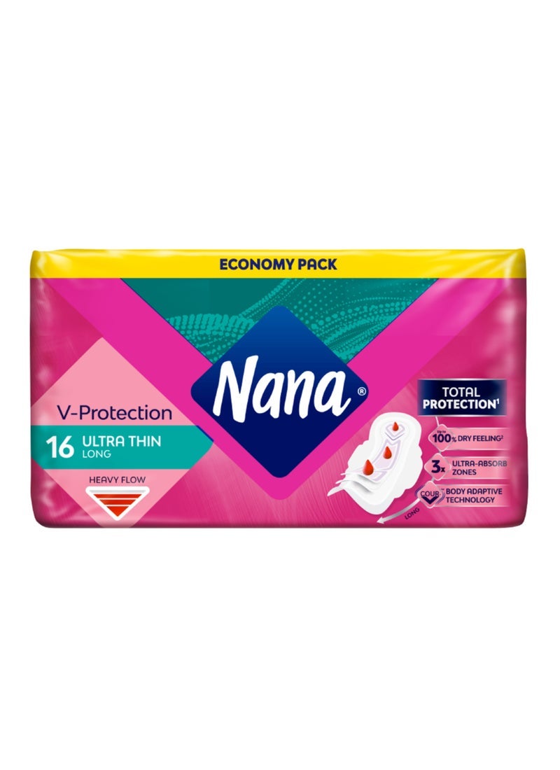 Nana Ultra Long Wings Sanitary Pads White 16 Pads - Image 1