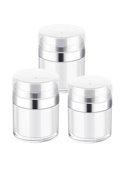 Excefore 3pcs Airless Pump Jars Sets, Cream Jar Vacuum Bottle, 0.5oz /1oz /1.7oz Empty Refillable Cosmetic Air Pump Jars Bottles Airless Lotion Cream Dispenser Portable Travel Size Makeup Containers  - Image 1