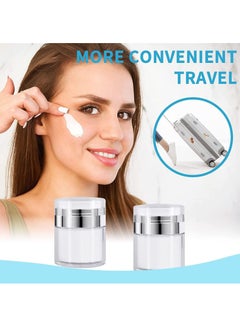 Excefore 3pcs Airless Pump Jars Sets, Cream Jar Vacuum Bottle, 0.5oz /1oz /1.7oz Empty Refillable Cosmetic Air Pump Jars Bottles Airless Lotion Cream Dispenser Portable Travel Size Makeup Containers  - Image 2