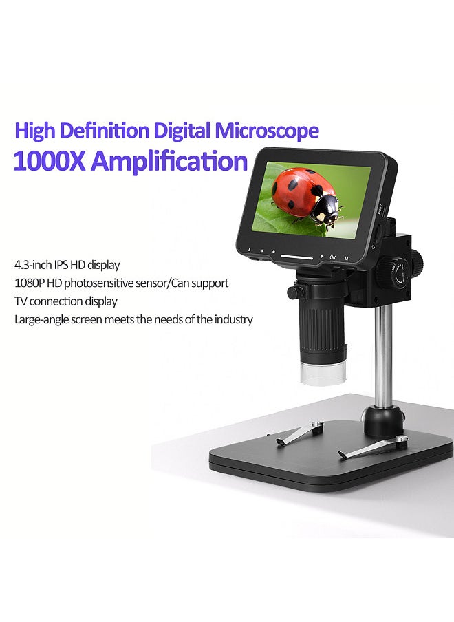 Lepmerk - LP043 4.3 Inches IPS HD Screen Digital Microscope Industrial Microscope Compatible with PC Wins and MAC OS System - Image 1