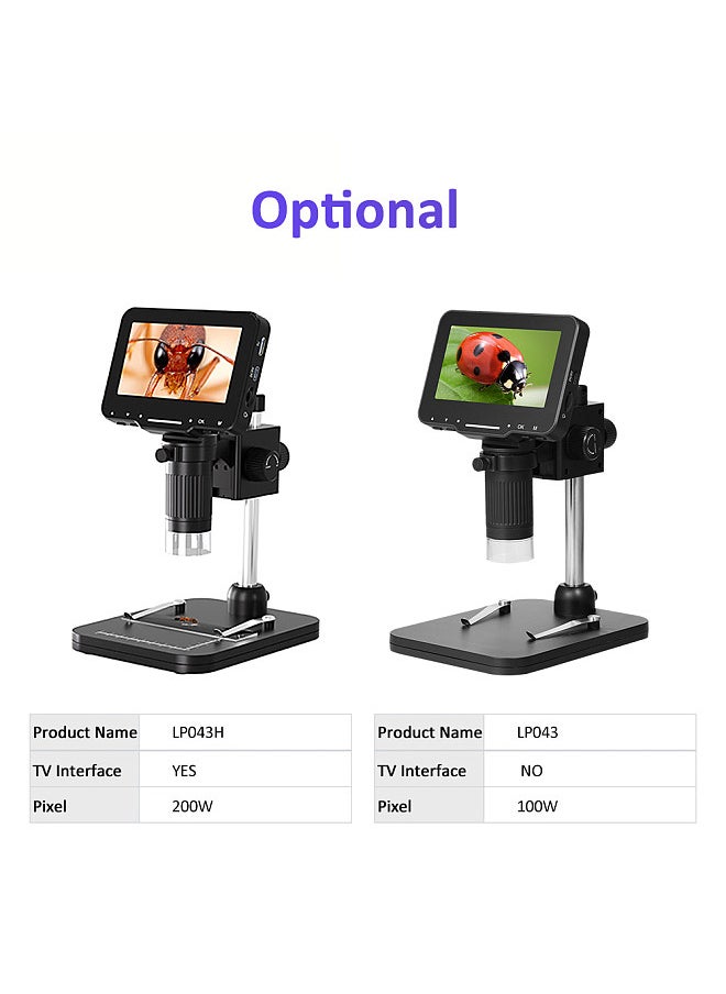 Lepmerk - LP043 4.3 Inches IPS HD Screen Digital Microscope Industrial Microscope Compatible with PC Wins and MAC OS System - Image 1