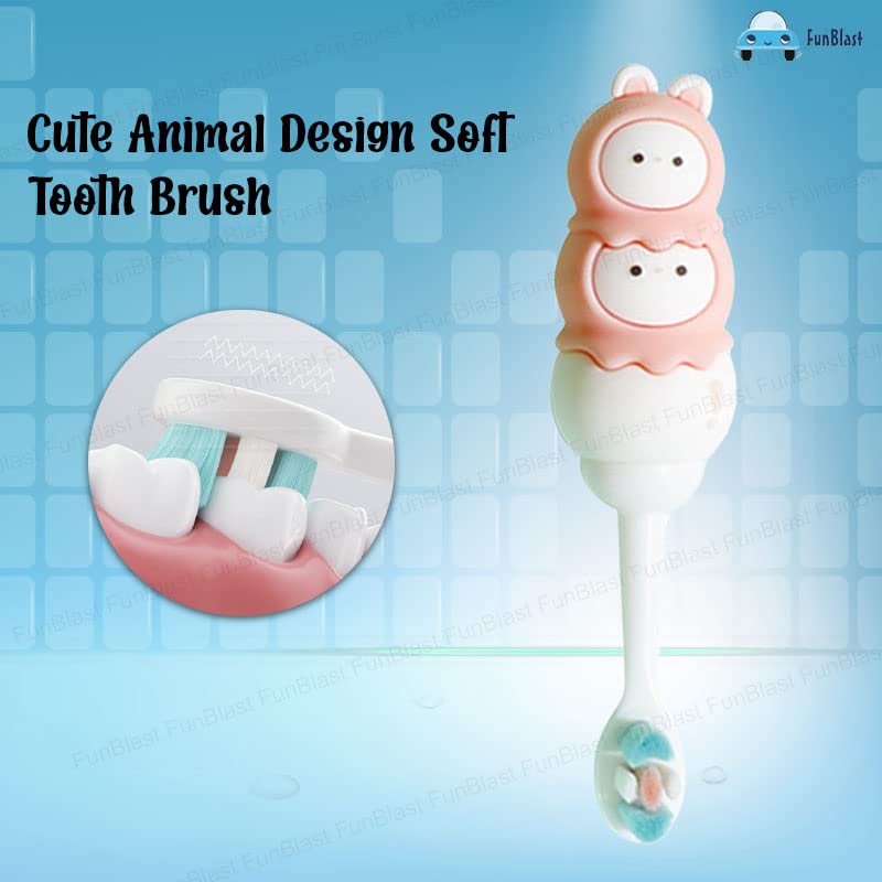 FunBlast Kids Toothbrush - Cute Animal Design Soft Tooth Brush, Extra Microfiber Soft Bristles Toothbrush for 3-6 Years old Children, Manual Toothbrush for Kids (Pack of 1-Random Color) - Image 3