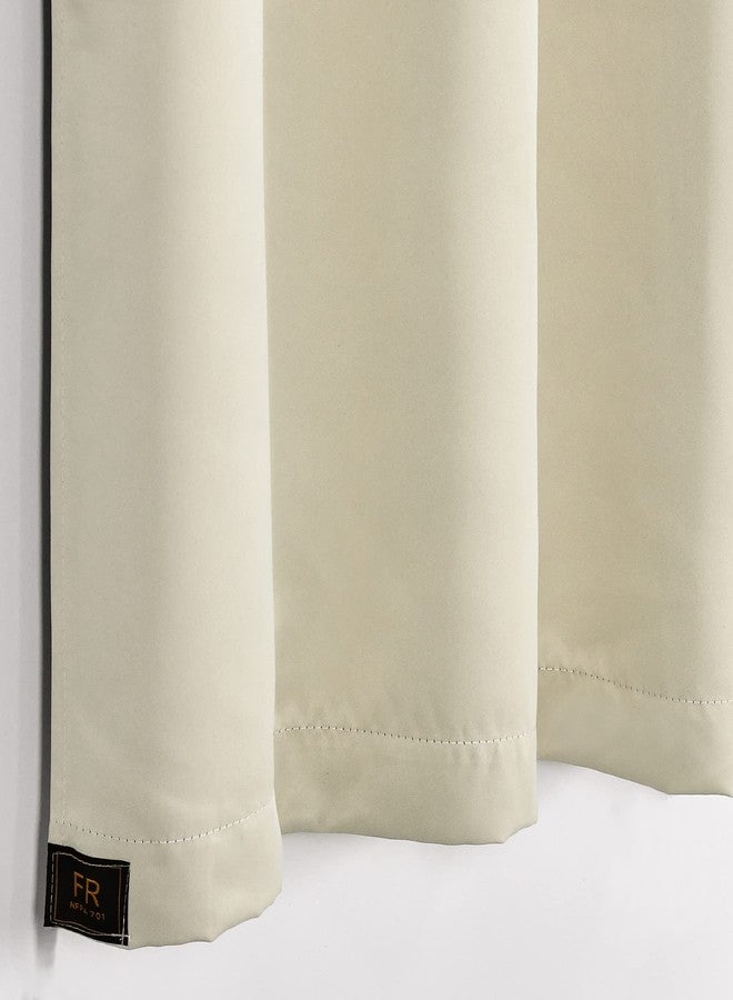 JADE POKE Inherent Flame Retardant Room Darkening Curtains Drape for Kids Room Window - 2 Panels Nickel Grommet Curtains for Bedroom Energy Efficiency Window Draperies for Living Room Beige 52Wx72L - Image 3
