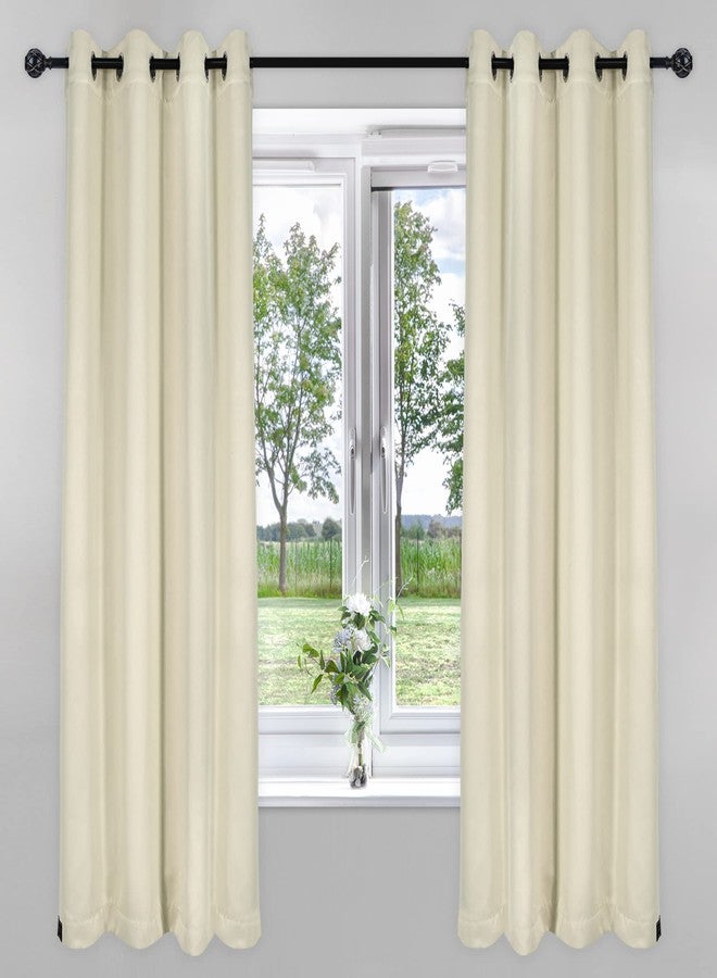JADE POKE Inherent Flame Retardant Room Darkening Curtains Drape for Kids Room Window - 2 Panels Nickel Grommet Curtains for Bedroom Energy Efficiency Window Draperies for Living Room Beige 52Wx72L - Image 1