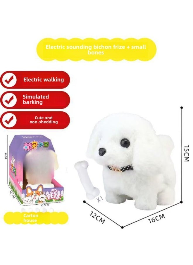 Plush Electric Toy Children's Pet Simulation Animal Puppy Rabbit Cat Will Walk Will Call A Stall Wholesale-Color:Paper Box [dog Little Bichon]-Specification:Three Batteries + Charger + Screwdriver  - Image 1