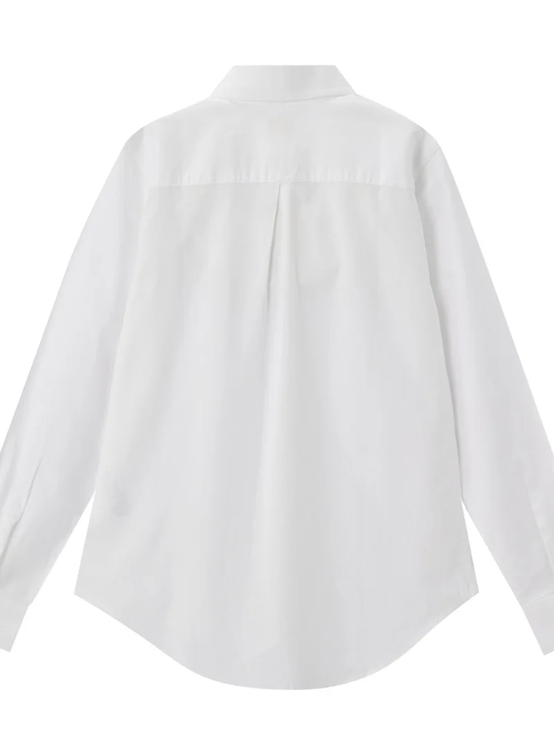 جيوردانو قميص نسائي قطني أكسفورد بقصة ضيقة مع تطريز أسد