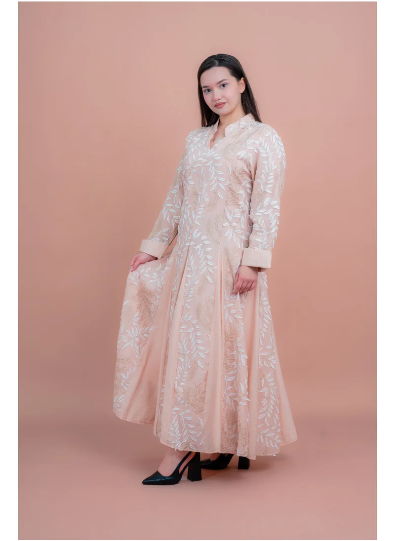 IKKXA Soft Petals Embroidered Jalabiya IK04 Peach