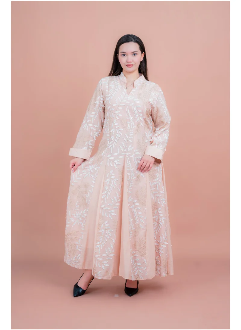 IKKXA Soft Petals Embroidered Jalabiya IK04 Peach