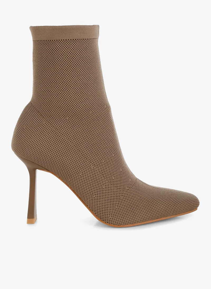 London Rag Women's Knitted Sock Boots in Taupe