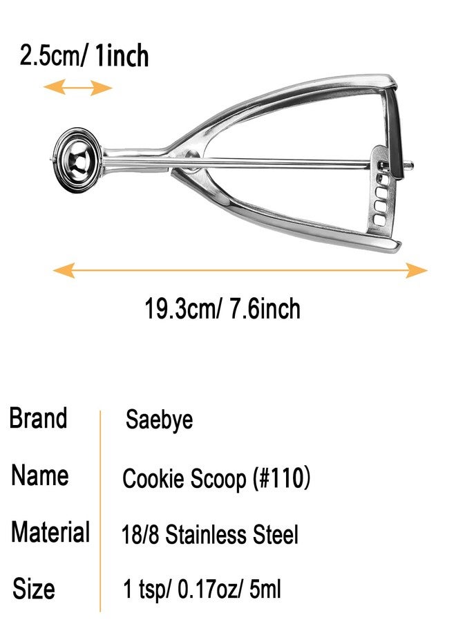Saebye Mini Cookie Scoop 1 Tsp, Extra Small Cookie Dough Scoop, Melon Baller Scoops, 1/3 Tbsp/ 1 Tsp Scooper, 18/8 Stainless Steel - Image 2