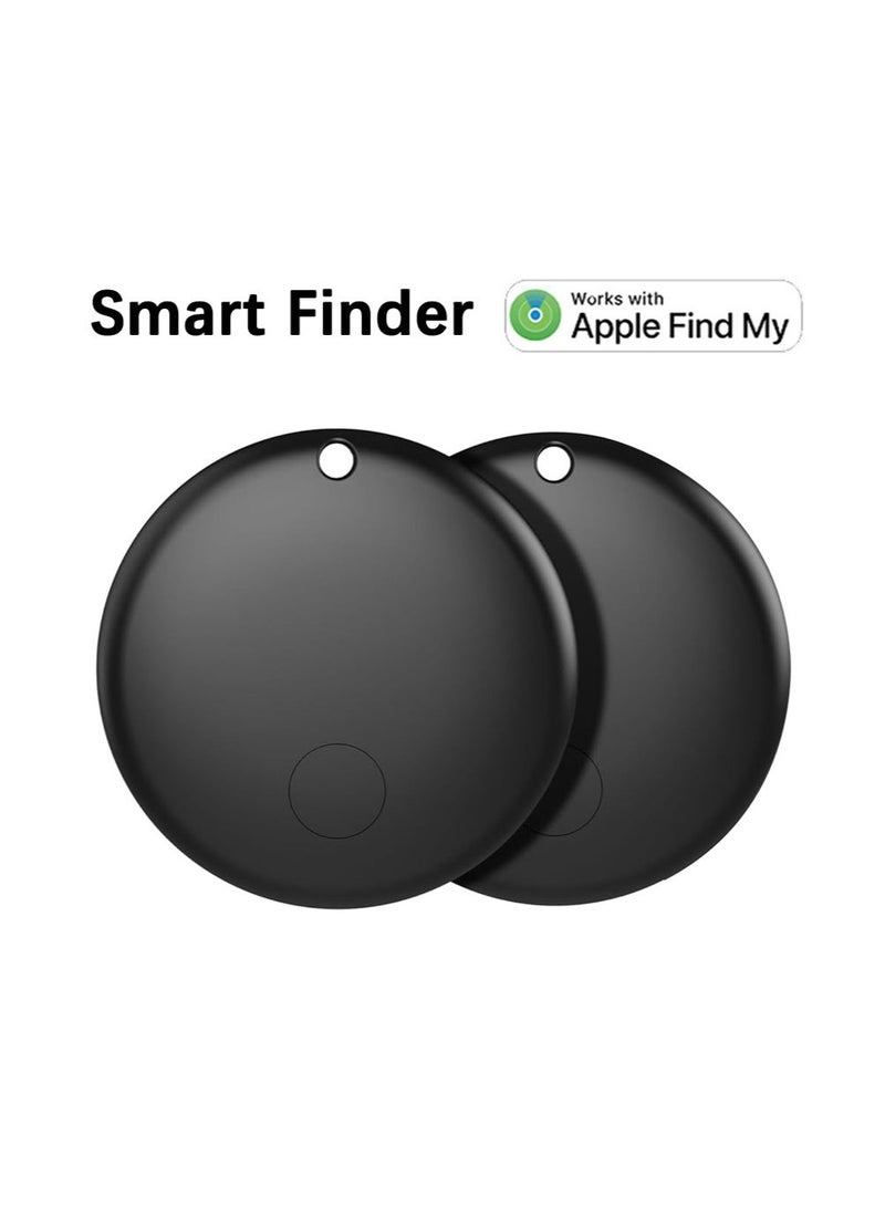 Smart Finder Bluetooth Tracker Tag for Keys, Kids, Elderly, Pet, Bags and Wallets, Bluetooth Tracker Works with IOS Find My , Black -2 Pack - Image 1