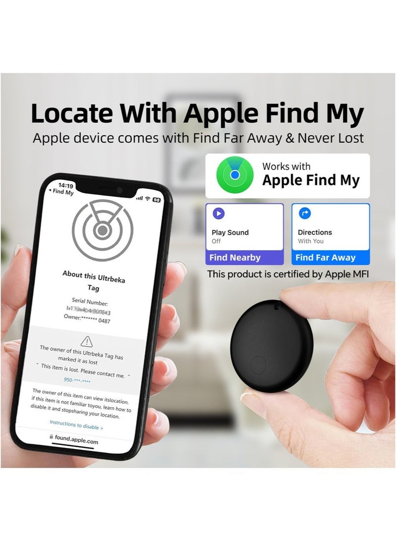 Smart Finder Bluetooth Tracker Tag for Keys, Kids, Elderly, Pet, Bags and Wallets, Bluetooth Tracker Works with IOS Find My–No Subscription Fee , Black-2 Pack - Image 2