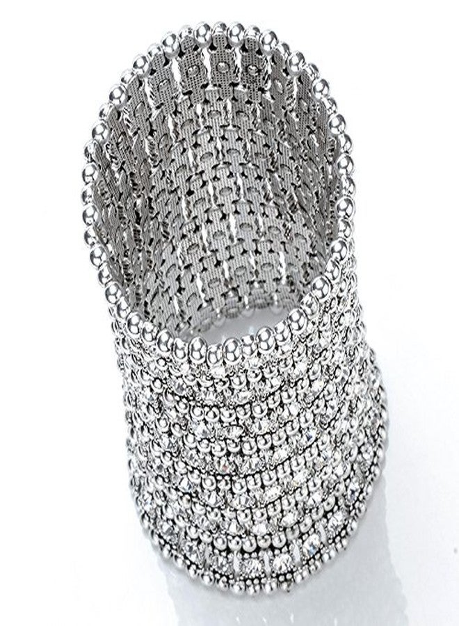 Szxc Womens Ballroom Rhinestone Stretch Cuff Bracelets Fit Wrist Circumference From 7" to 7.8" - Lead & Nickle Free - Image 3