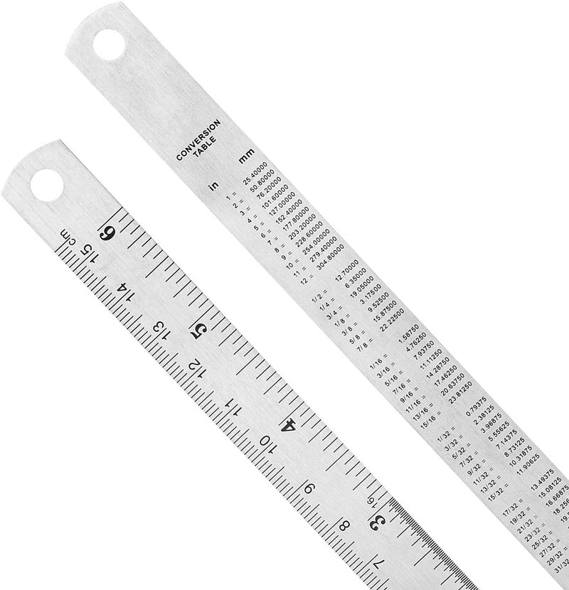 Worison 6-Inch Stainless Steel Ruler Straight Measuring Tool with Conversion Table, 4-Pack - Image 3