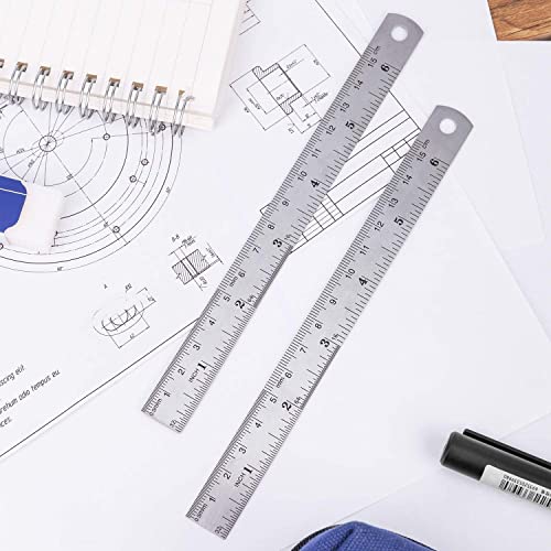 Worison 6-Inch Stainless Steel Ruler Straight Measuring Tool with Conversion Table, 4-Pack - Image 5