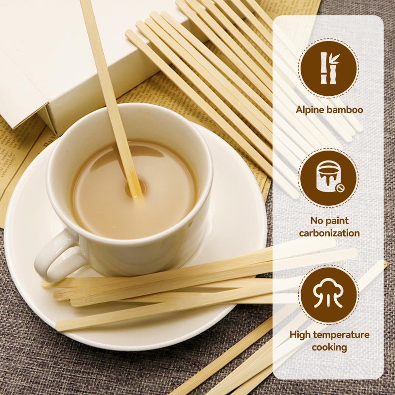 HOPELF 300 Count Bamboo Coffee Stirrer - Disposable 7 inches Long Wooden Stir Sticks for Coffee and Cocktails - Smooth, Splinter-Free Beverage Mixers - Ideal for Cafe, Bars and Drink Stations - Image 4