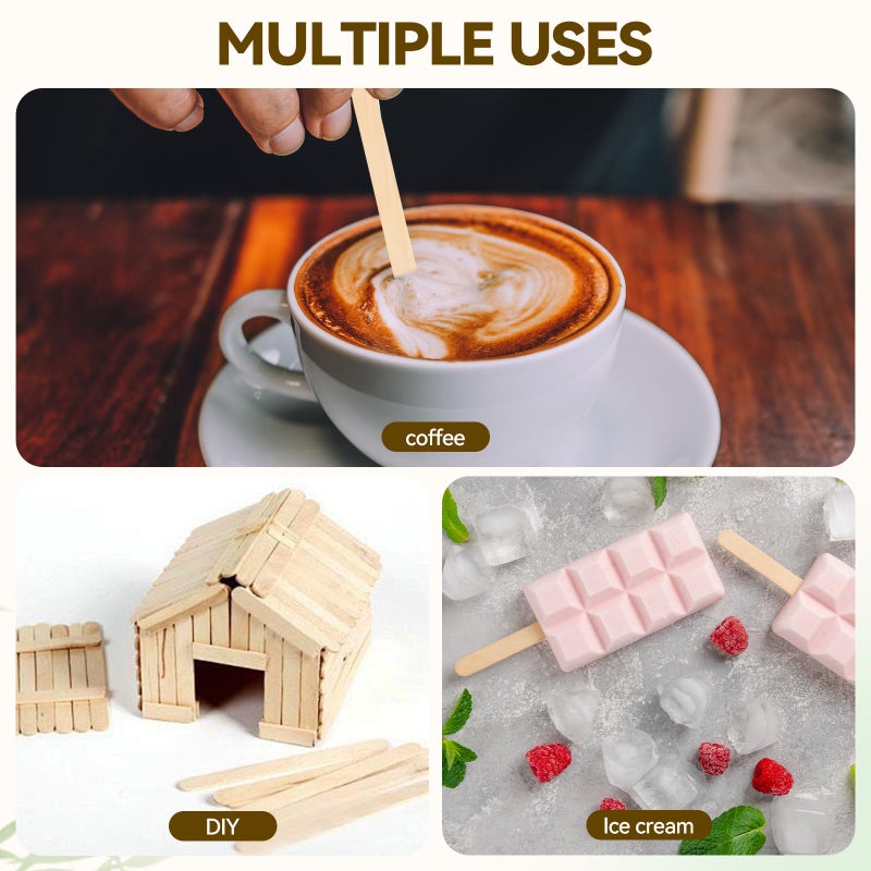 HOPELF 300 Count Bamboo Coffee Stirrer - Disposable 7 inches Long Wooden Stir Sticks for Coffee and Cocktails - Smooth, Splinter-Free Beverage Mixers - Ideal for Cafe, Bars and Drink Stations - Image 3