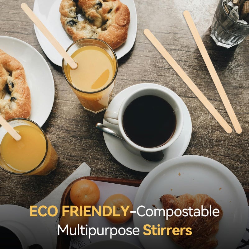 HOPELF 300 Count Bamboo Coffee Stirrer - Disposable 7 inches Long Wooden Stir Sticks for Coffee and Cocktails - Smooth, Splinter-Free Beverage Mixers - Ideal for Cafe, Bars and Drink Stations - Image 2
