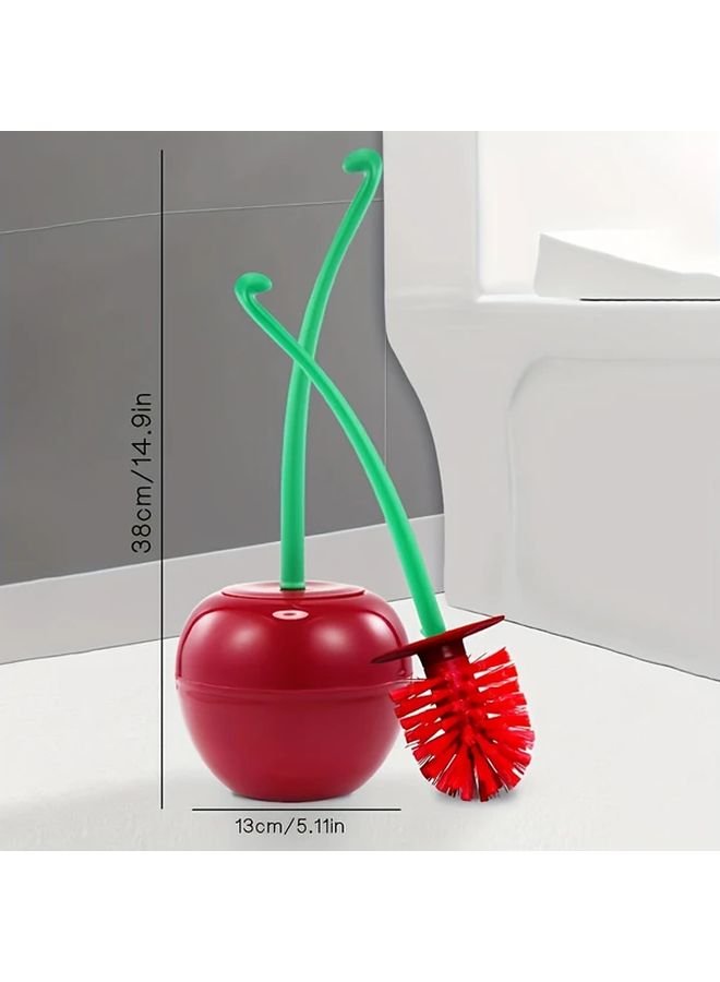Rose Red Cherry Shape Long Handle Soft Bristle Toilet Brush Durable Cleaner - Image 5