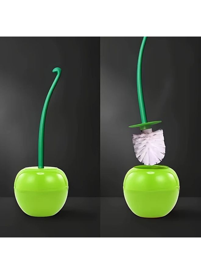 Rose Red Cherry Shape Long Handle Soft Bristle Toilet Brush Durable Cleaner - Image 1