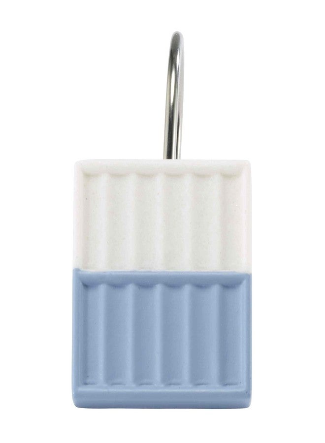 Izod - Shower Curtain Hooks, Resin Hooks for Curtain, Striped Bath Decor, Dorm Room Essentials, Set of 12 (Clubhouse Collection, Blue) - Image 2