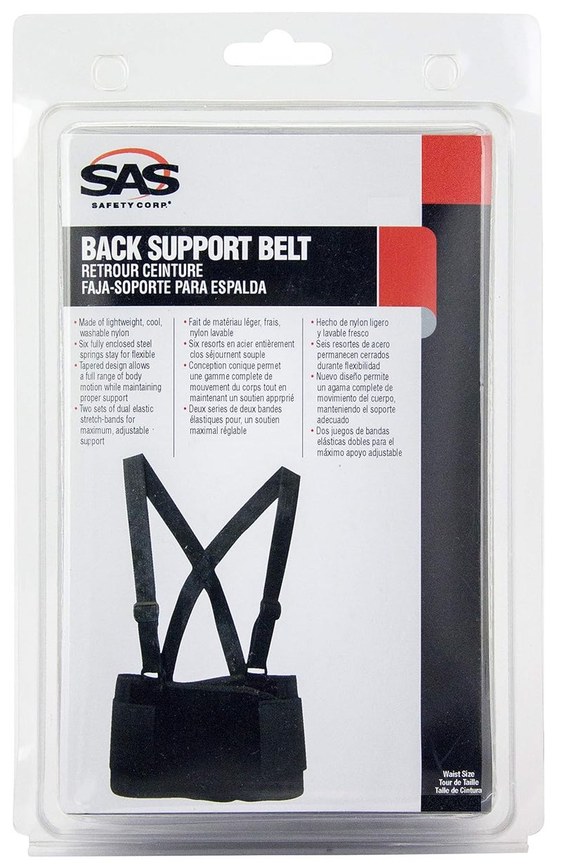 SAS Safety Corp Deluxe Back Support Belt | Lightweight, Cool Polyester Lumbar Support Belt | Adjustable, Flexible, Contoured Support Professional Safety Belt for Heavy Lifting, Moving (Large) - Image 2